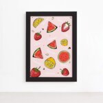 Quadro Frutas Melancia e Limão Moldura Preta 22x32cm