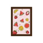 Quadro Frutas Melancia e Limão Moldura Marrom 33x43cm