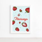 Quadro Decorativo Frutas Morangos Moldura Branca 22x32cm