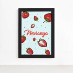 Quadro Decorativo Frutas Morangos Moldura Preta 22x32cm