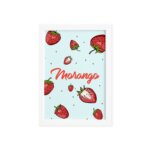 Quadro Decorativo Frutas Morangos Moldura Branca 33x43cm