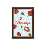 Quadro Decorativo Frutas Morangos Moldura Marrom 33x43cm