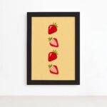 Quadro Frutas Coloridas Morangos Moldura Preta 22x32cm