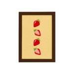 Quadro Frutas Coloridas Morangos Moldura Marrom 33x43cm