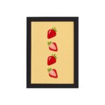 Quadro Frutas Coloridas Morangos Moldura Preta 33x43cm