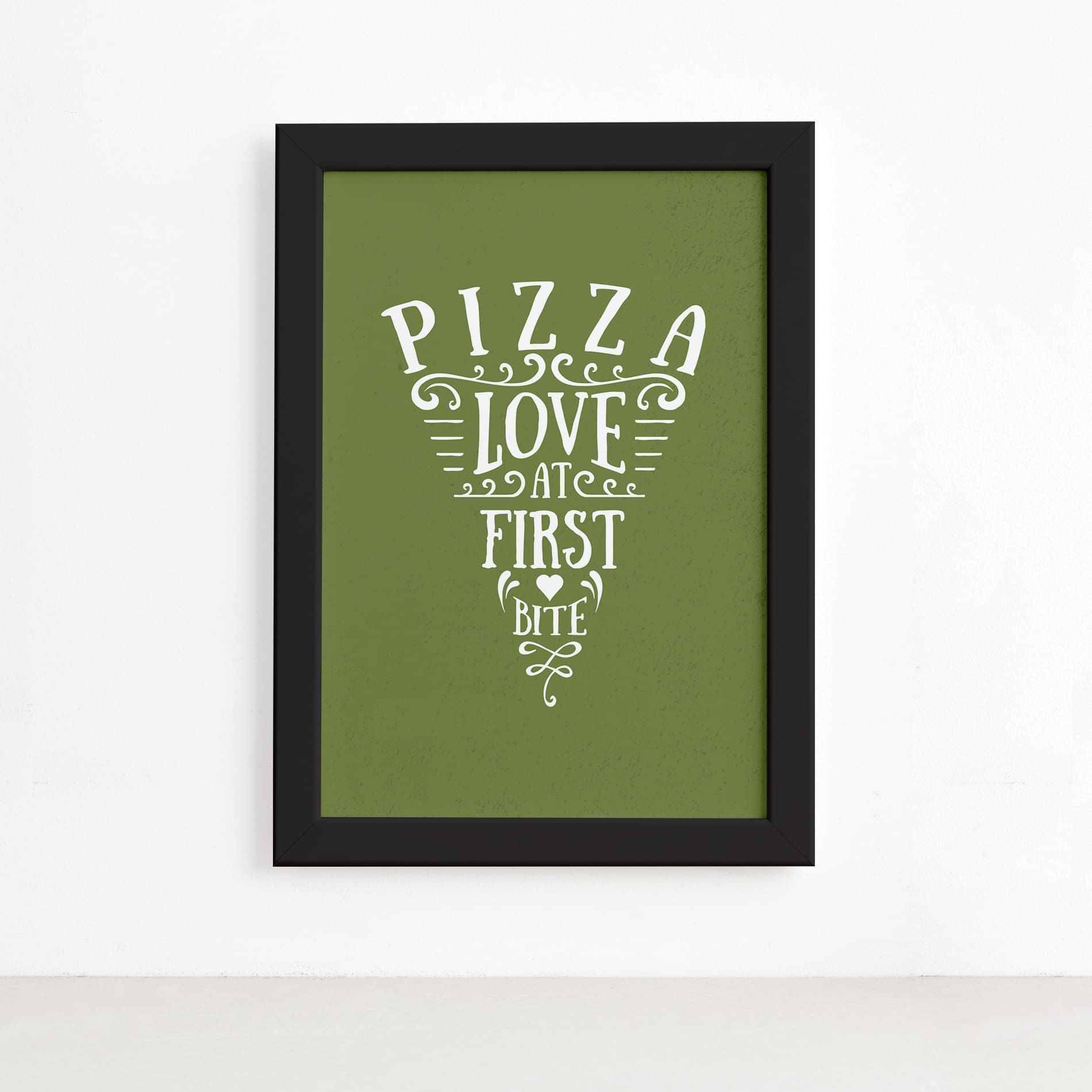 Quadro Frase Pizza Primeira Mordida Moldura Preta 22x32cm,Quadro Frase Pizza Primeira Mordida Moldura Preta 22x32cm
