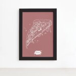 Quadro para Cozinha Pizza Rosa Moldura Preta 22x32cm
