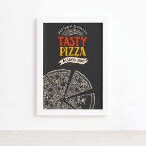 Quadro Cozinha Pizza Frase Tasty Moldura Branca 22x32cm,Quadro Cozinha Pizza Frase Tasty Moldura Branca 22x32cm