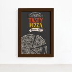 Quadro Cozinha Pizza Frase Tasty Moldura Marrom 22x32cm