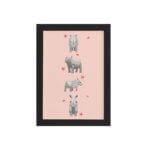 Quadro Infantil Rinoceronte Quarteto Moldura Preta 33x43cm