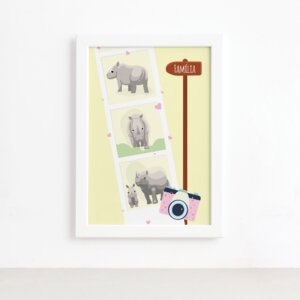 Quadro Infantil Rinoceronte Fotos Moldura Branca 22x32cm,Quadro Infantil Rinoceronte Fotos Moldura Branca 22x32cm