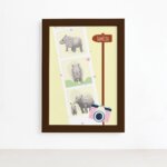 Quadro Infantil Rinoceronte Fotos Moldura Marrom 22x32cm