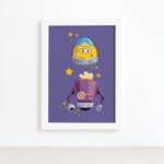 Quadro Infantil Robôs Amigos Moldura Branca 22x32cm