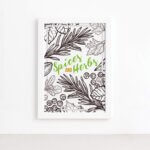 Quadro Tempero Cozinha Spices and Herbs Moldura Branca 22x32
