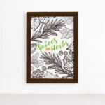 Quadro Tempero Cozinha Spices and Herbs Moldura Marrom 22x32