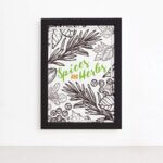 Quadro Tempero Cozinha Spices and Herbs Moldura Preta 22x32