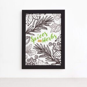 Quadro Tempero Cozinha Spices and Herbs Moldura Preta 22x32,Quadro Tempero Cozinha Spices and Herbs Moldura Preta 22x32