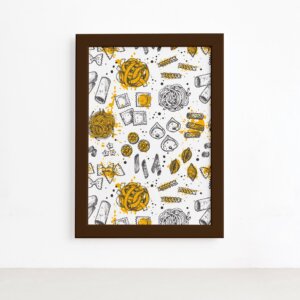 Quadro Cozinha Tipos de Massas Moldura Marrom 22x32cm,Quadro Cozinha Tipos de Massas Moldura Marrom 22x32cm
