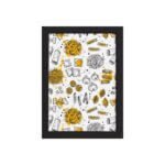 Quadro Cozinha Tipos de Massas Moldura Preta 33x43cm