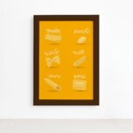 Quadro Cozinha Tipos de Massa Spaguetti Moldura Marrom 22x32