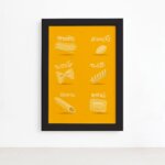 Quadro Cozinha Tipos de Massa Spaguetti Moldura Preta 22x32