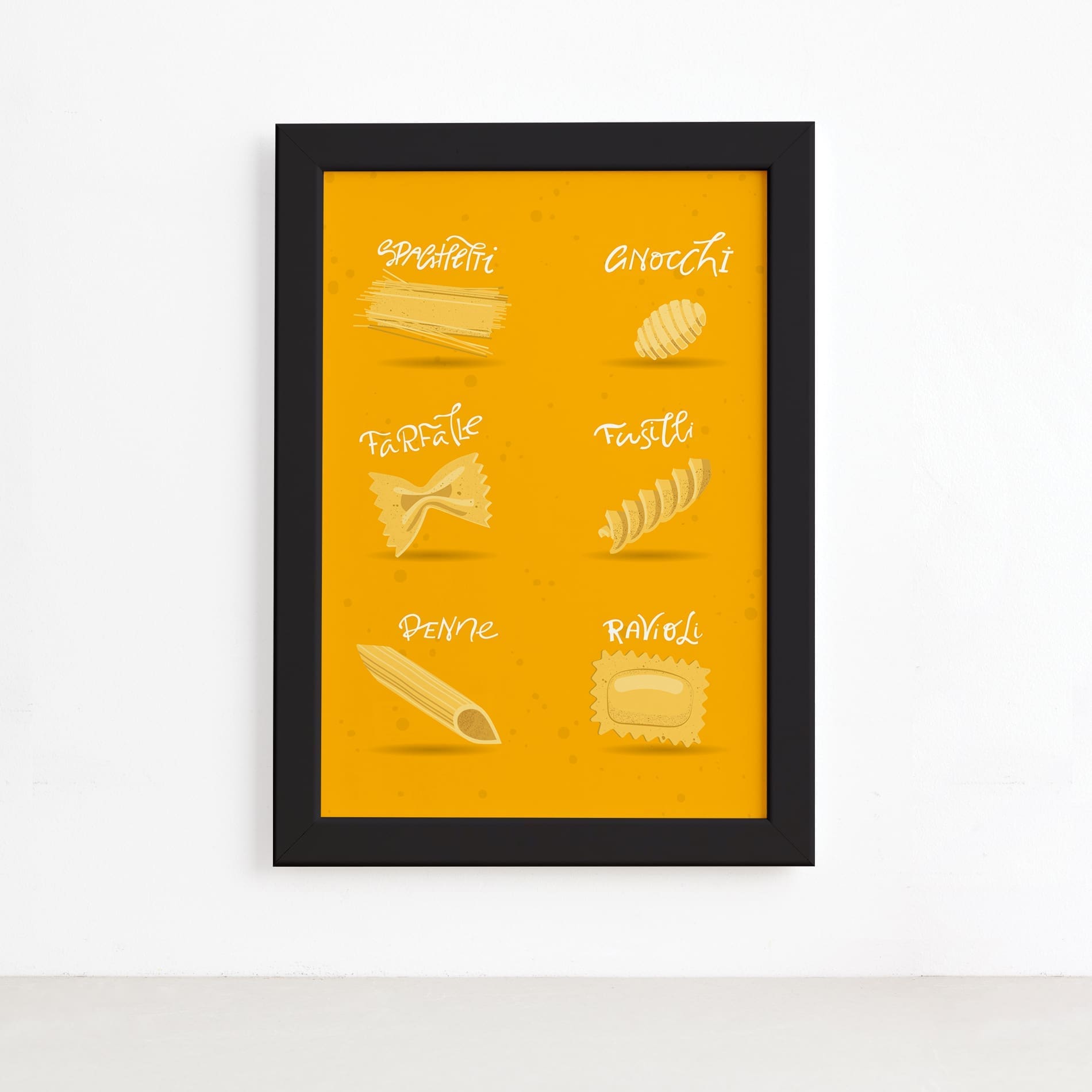 Quadro Cozinha Tipos de Massa Spaguetti Moldura Preta 22x32,Quadro Cozinha Tipos de Massa Spaguetti Moldura Preta 22x32