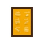 Quadro Cozinha Tipos de Massa Spaguetti Moldura Marrom 33x43