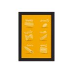 Quadro Cozinha Tipos de Massa Spaguetti Moldura Preta 33x43