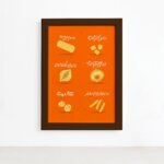 Quadro Cozinha Tipos de Massa Rigatoni Moldura Marrom 22x32