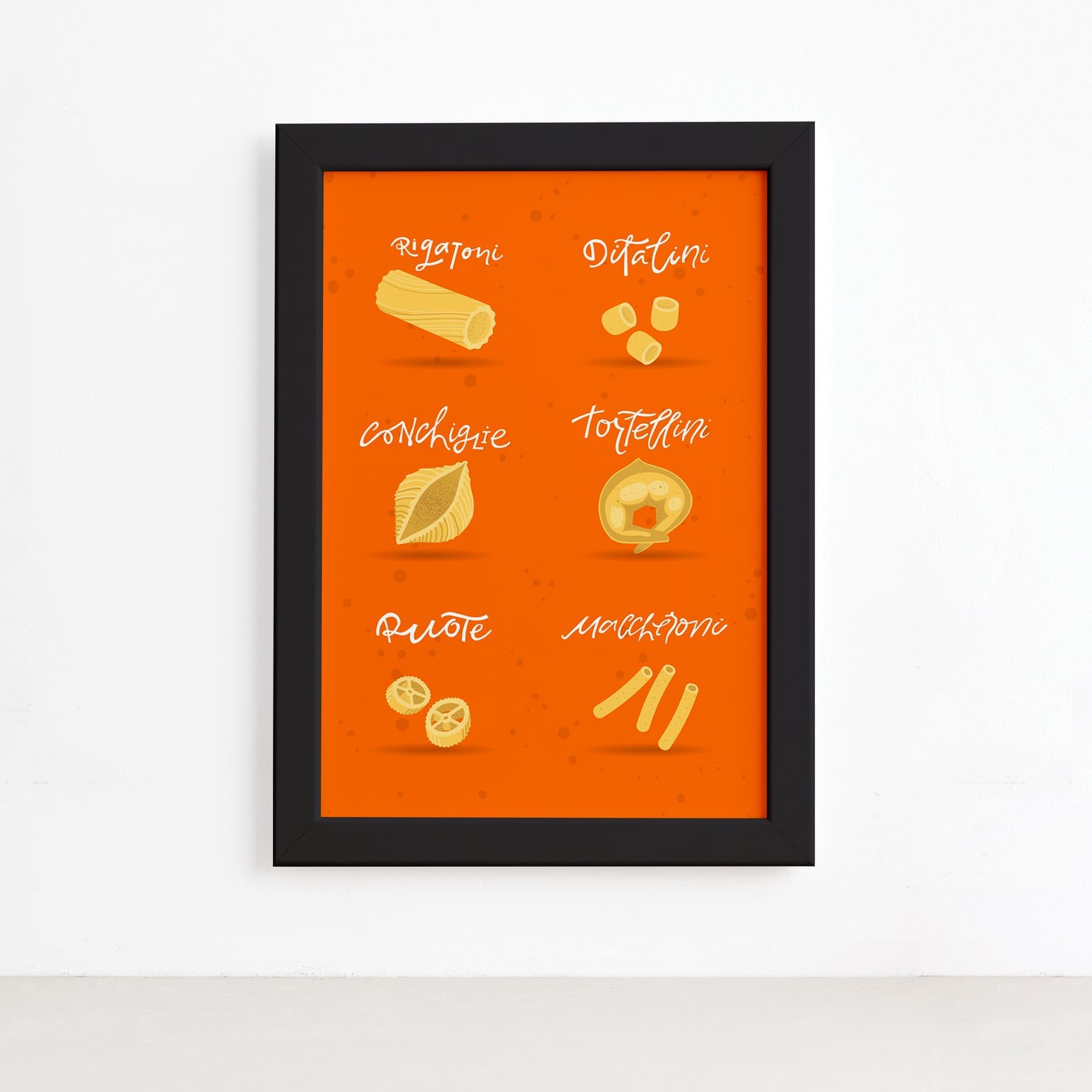 Quadro Cozinha Tipos de Massa Rigatoni Moldura Preta 22x32,Quadro Cozinha Tipos de Massa Rigatoni Moldura Preta 22x32