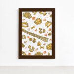 Quadro Cozinha Tipos de Massa Farfalle Moldura Marrom 22x32