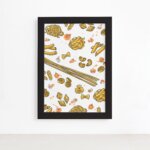 Quadro Cozinha Tipos de Massa Farfalle Moldura Preta 22x32