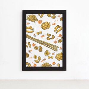 Quadro Cozinha Tipos de Massa Farfalle Moldura Preta 22x32,Quadro Cozinha Tipos de Massa Farfalle Moldura Preta 22x32