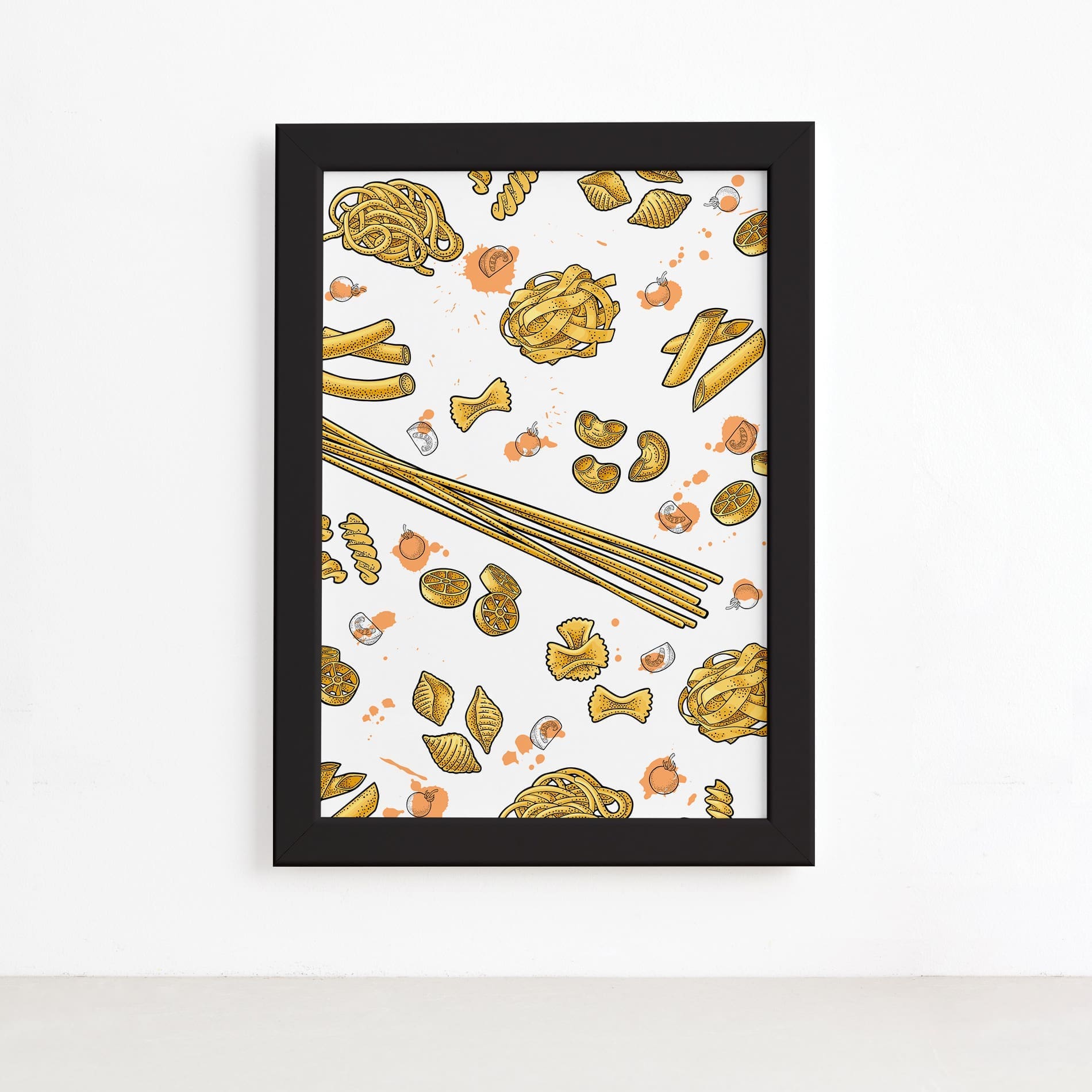 Quadro Cozinha Tipos de Massa Farfalle Moldura Preta 22x32,Quadro Cozinha Tipos de Massa Farfalle Moldura Preta 22x32