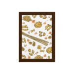 Quadro Cozinha Tipos de Massa Farfalle Moldura Marrom 33x43