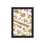 Quadro Cozinha Tipos de Massa Farfalle Moldura Preta 33x43