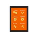 Quadro Cozinha Tipos de Massa Rigatoni Moldura Preta 33x43
