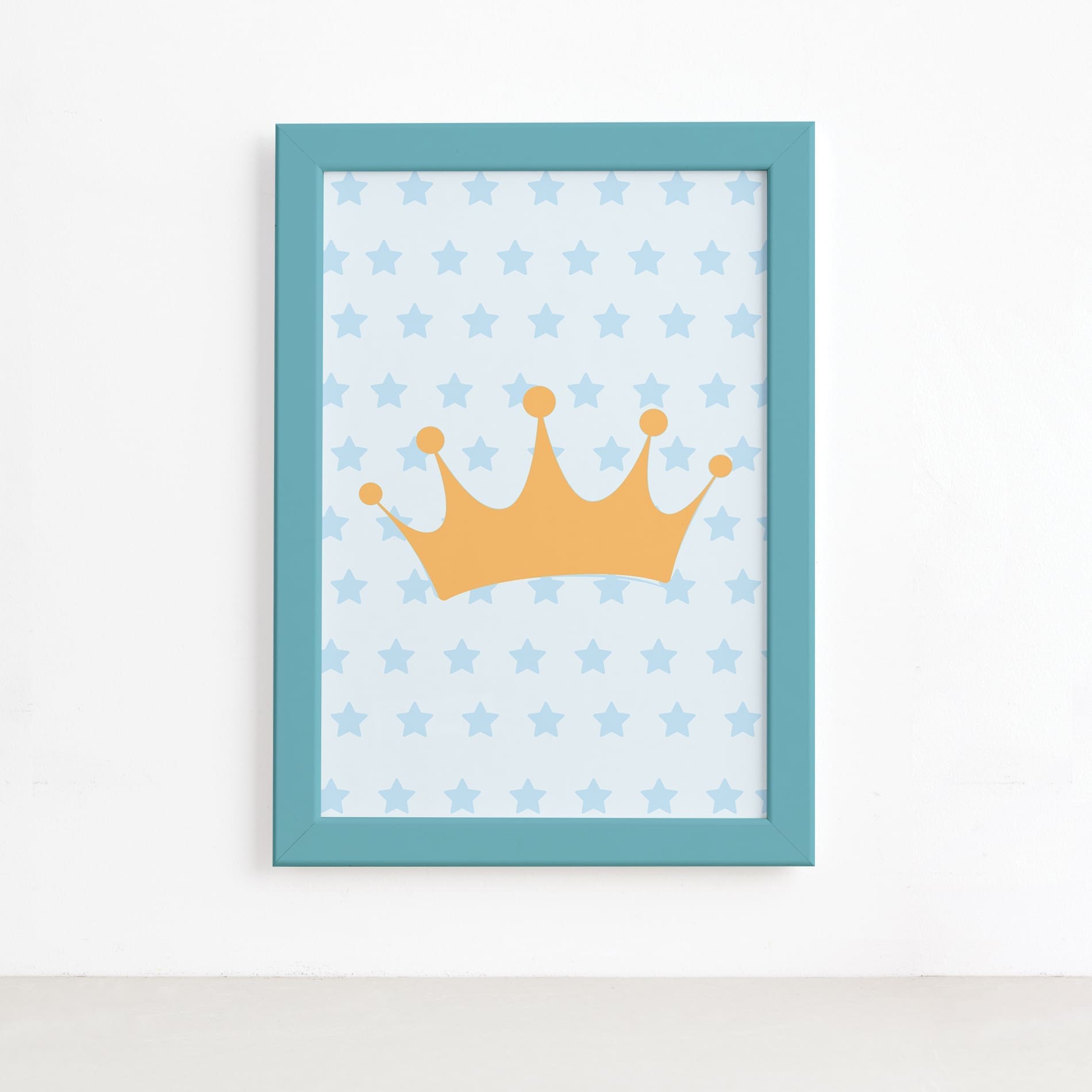 Quadro Ursinho Príncipe Coroa Moldura Azul 22x32cm,Quadro Ursinho Príncipe Coroa Moldura Azul 22x32cm