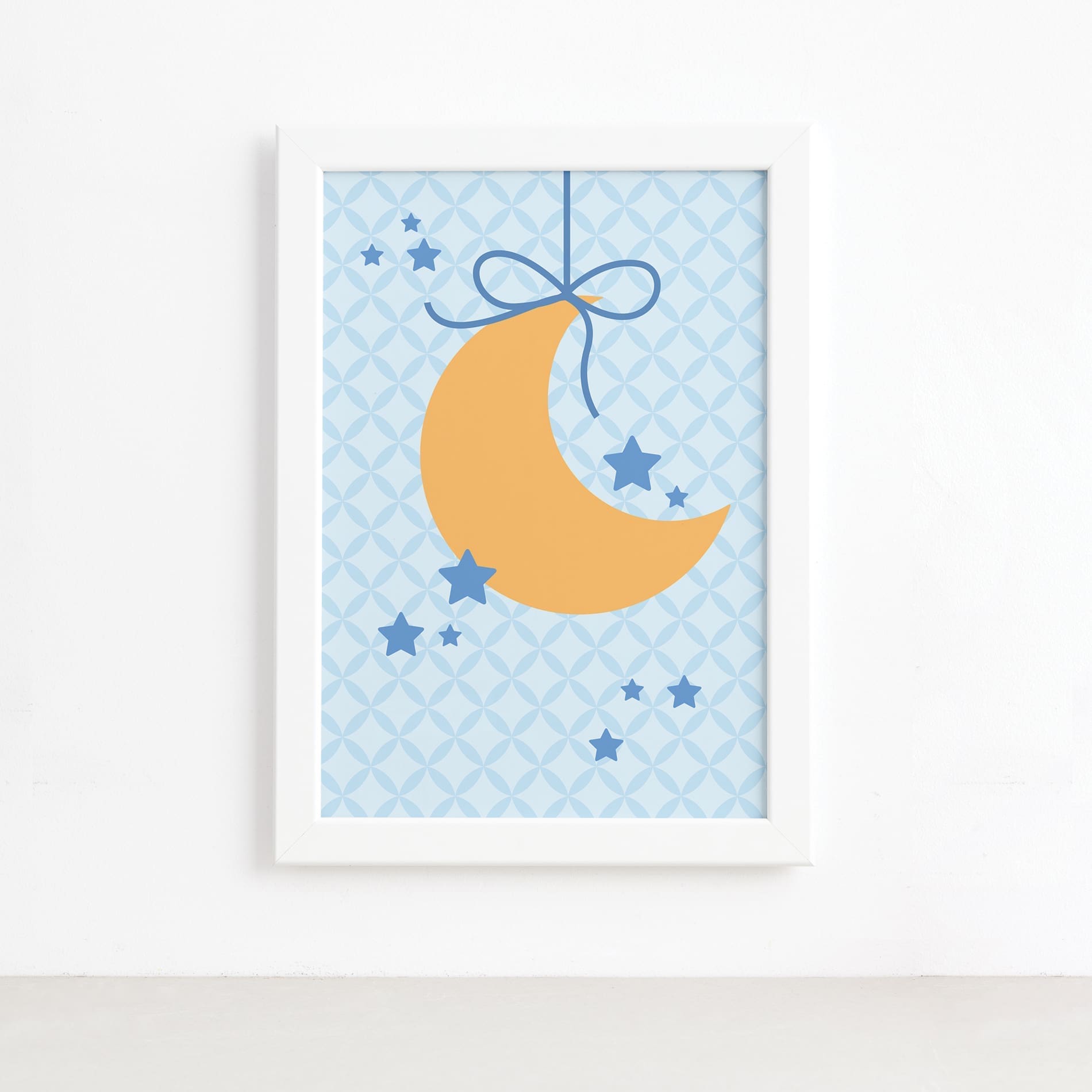Quadro Infantil Ursinho Príncipe Lua Moldura Branca 22x32cm,Quadro Infantil Ursinho Príncipe Lua Moldura Branca 22x32cm