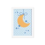 Quadro Infantil Ursinho Príncipe Lua Moldura Branca 33x43cm