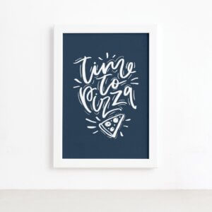Quadro Cozinha Frase Hora da Pizza Moldura Branca 22x32cm,Quadro Cozinha Frase Hora da Pizza Moldura Branca 22x32cm