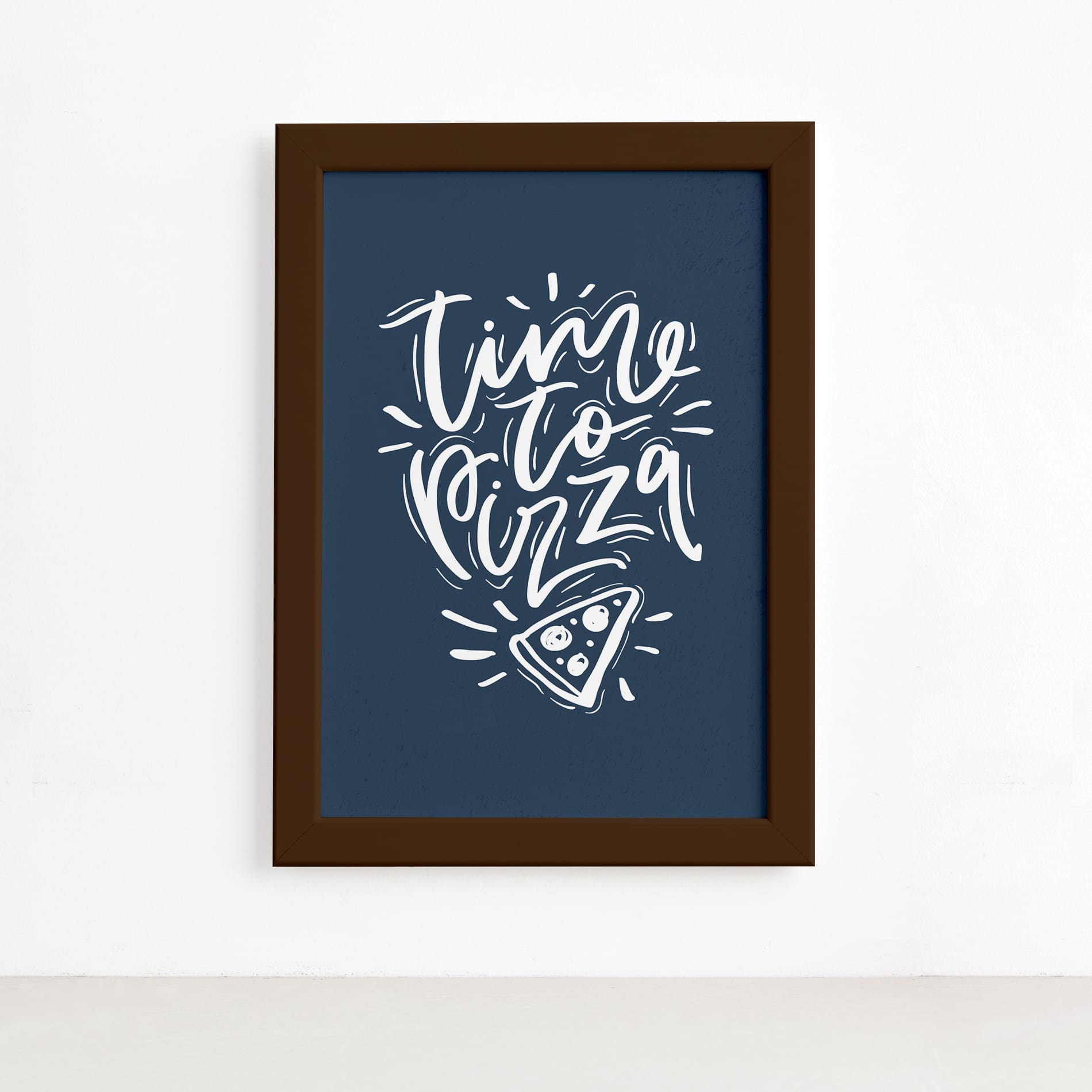 Quadro Cozinha Frase Hora da Pizza Moldura Marrom 22x32cm,Quadro Cozinha Frase Hora da Pizza Moldura Marrom 22x32cm