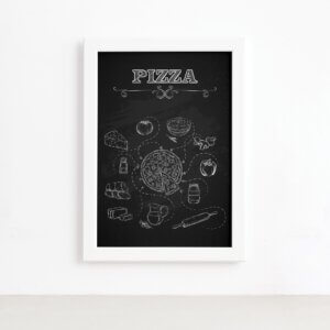 Quadro Cozinha Ingredientes Pizza Moldura Branca 22x32cm,Quadro Cozinha Ingredientes Pizza Moldura Branca 22x32cm