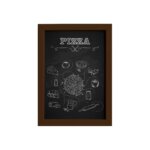 Quadro Cozinha Ingredientes Pizza Moldura Marrom 33x43cm