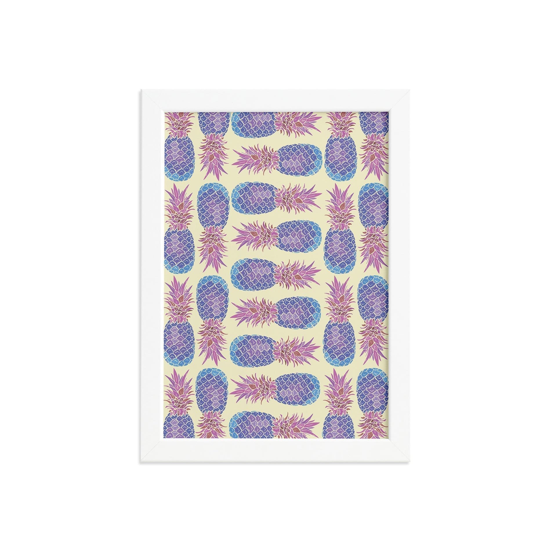 Quadro Abacaxis Coloridos Moldura Branca 22x32cm