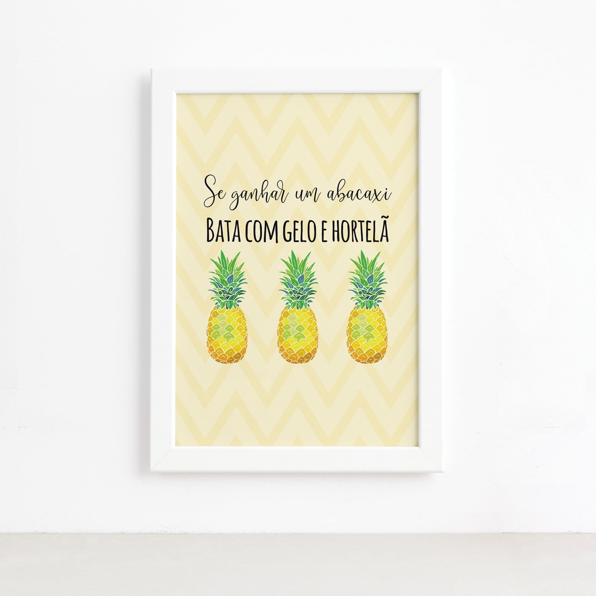 Quadro Abacaxi Hortelã Moldura Branca 22x32cm