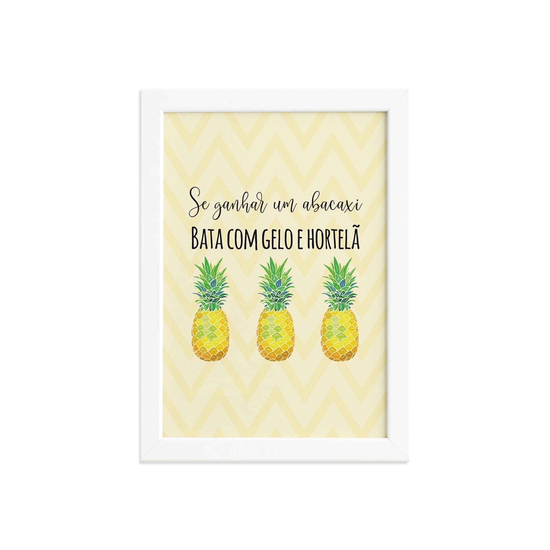 Quadro Abacaxi Hortelã Moldura Branca 33x43cm