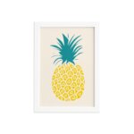 Quadro Abacaxi Coracões Moldura Branca 33x43cm
