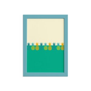 Quadro Abacaxis Meio a Meio Moldura Azul 22x32cm