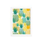 Quadro Abacaxi Verde Amarelo Moldura Branca 33x43cm
